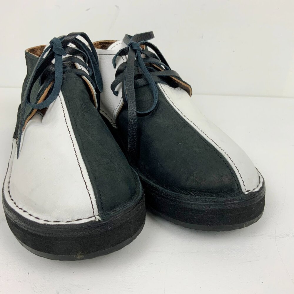 Men's Leather Black/White Split Toe Chukka Boots Italy Sz 8 - 8.5 - Picture 11 of 16